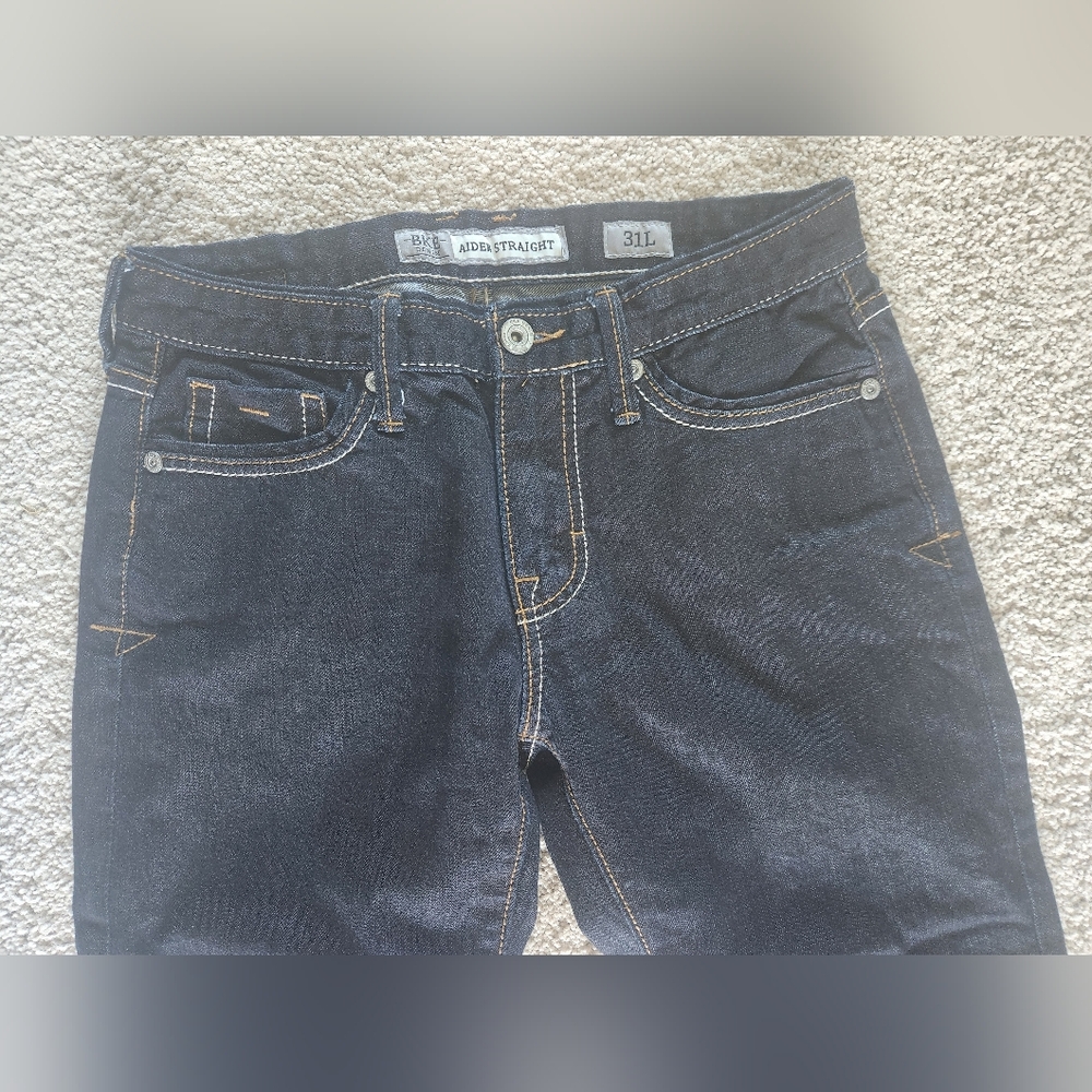 Men's BKE Dark Wash Aiden‎ Straight 31L Jeans - Picture 2 of 10